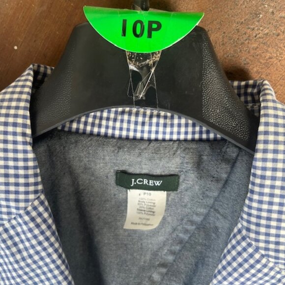 Vintage J.Crew Blue Gingham 100% Cotton Blazer - Picture 10 of 12